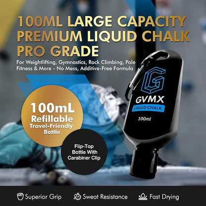 50ML/100ML/400ML Superior Grip Premium Liquid Chalk. Long Lasting Mess-Free Gym Chalk for Weightlifting, Gymnastics, Climbing. Fast Drying Refillable Gym Accessories. Package May Vary.