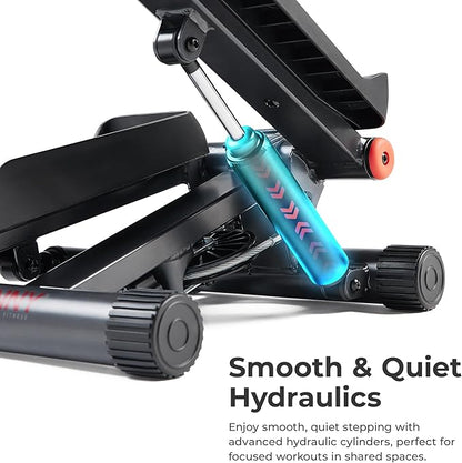 Sunny Health & Fitness Mini Stepper for Exercise at Home, Stair Step Workout Machine with Resistance Band, Fullbody Cardio, Upgraded Over 300lb Weight Capacity, Optional Free SunnyFit App Connection