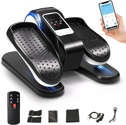 Under Desk Elliptical Machine with App – Quiet & Portable Electric Pedal Exerciser with Adjustable Speed and LED Display for Home and Office, Seated Ellipse Leg Exerciser Fully Assembled