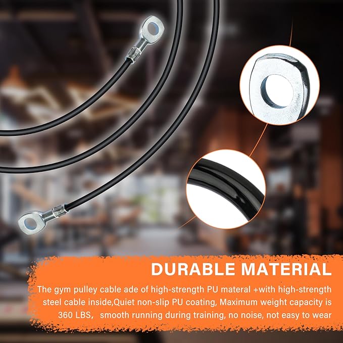 Fitness Cable Compatible with All Total Gym Models 1000, 1500, 2000, 3000, XLS,Fitness Pulley Cable,Workout Cable, Exercise Cable Steel Wire Rope for Cable Machine Home Gym