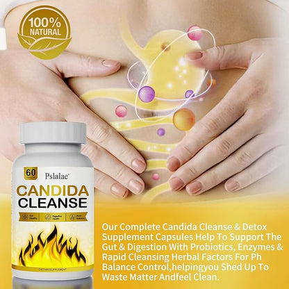 Candida Cleanse, Candida Cleanse Detox for Women & Men, Helps Gut and Vaginal Health, Feminine Balance Complex for Women, Candida Overgrowth (60 Capsules)