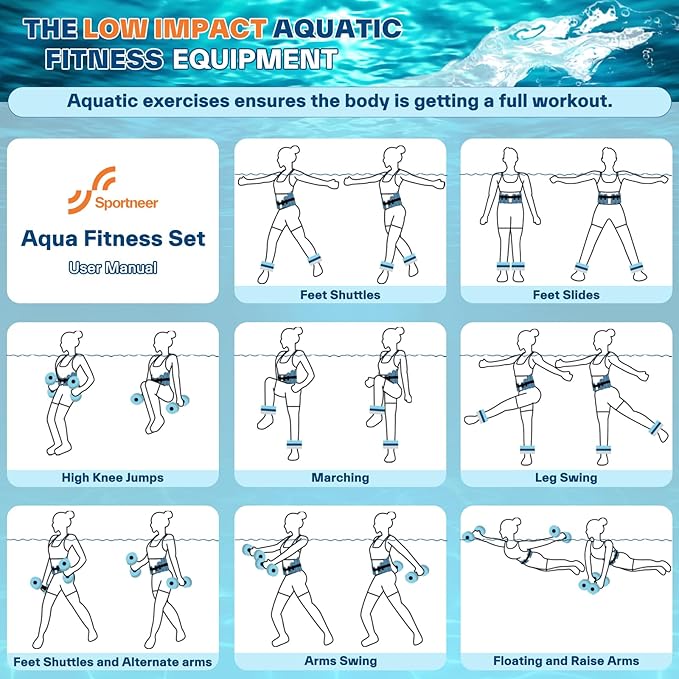 Sportneer Water Aerobics Pool Exercise Equipment New 6-Piece