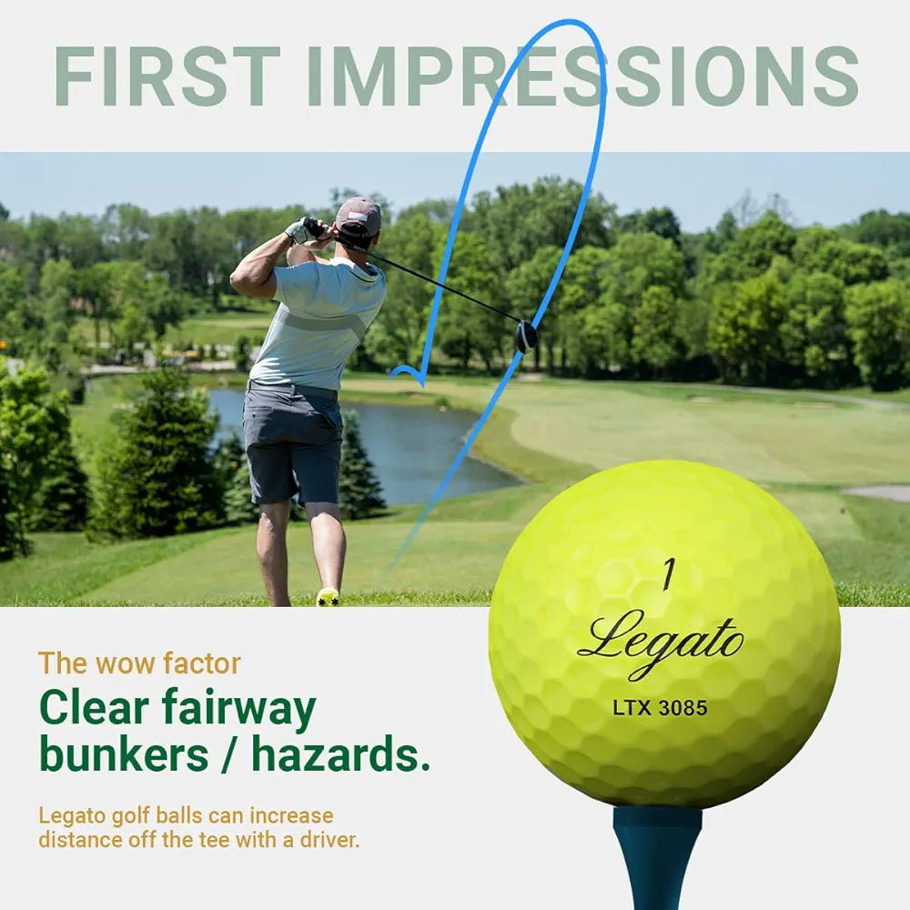 Legato Golf Balls LTX3085 | Designed to Help Golfers Break 90 | Maximized Distance with Soft Feel | 3 Piece | Urethane Cover | 85 Compression