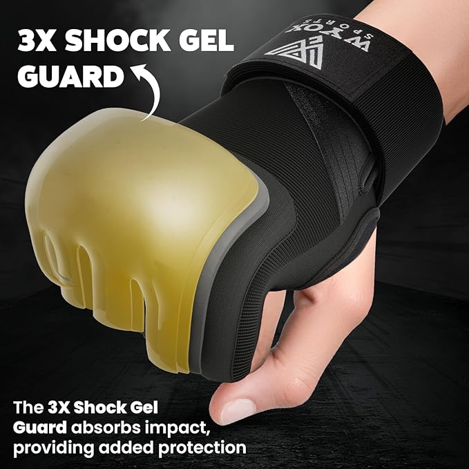 WYOX Gel Boxing Hand Wraps Inner Gloves for Men & Women, 80cm Quick Wrist Straps, Padded Knuckle Protection for Muay Thai Kickboxing, Hand Wraps for Boxing & Martial Arts