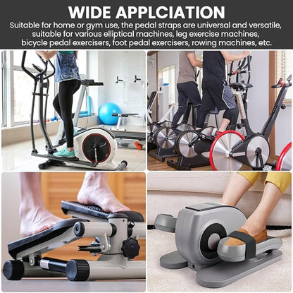 4 Pcs Ellipse Leg Exerciser Machine Pedal Straps, Adjustable Elliptical Trainer Straps for Under Desk, Elliptical Peddler Foot & Leg Training Strap for Fitness Home Sports Office Accessories