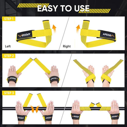 APEXUP Weight Lifting Straps for Weightlifting, Lifting Wrist Straps Gym, Deadlift Straps, Anti Slip Silicone and Neoprene Padded Weightlifting Straps Men Women Powerlifting, Strength Training