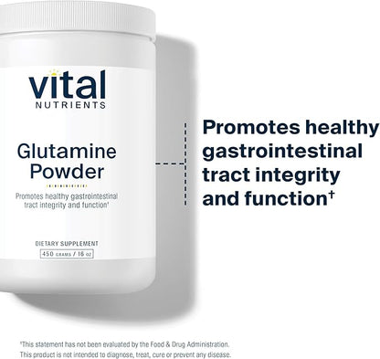 Vital Nutrients Glutamine Powder | 450g L-Glutamine | Healthy Gastrointestinal Tract Function | Gluten, Dairy, Soy Free | Non-GMO | 450g/16 oz L-Glutamine Powder