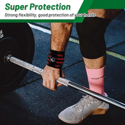 Slim Panda Weightlifting Wrist Wraps- Upgraded Wrist Support with Heavy Duty Thumb Loop for Powerlifting, Bodybuilding, and Weight Lifting Men & Women