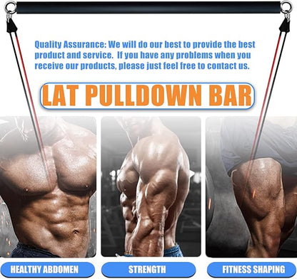 KORIKAHM Non-Detachable LAT Pull Down Bar Cable Attachments for Gym, LAT Pulldown Attachments, Straight Bar, Resistance Band Bar for Weightlifting Workout