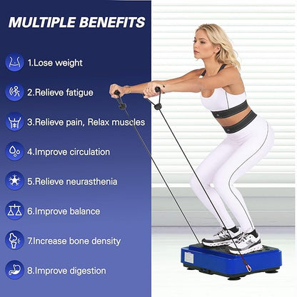 soges Vibration Plate Exercise Machine with Resistance Bands, Vibrating Plate for Lymphatic Drainage, Whole Body Vibrate Equipment, Home Fitness Workout Weight Loss Sports