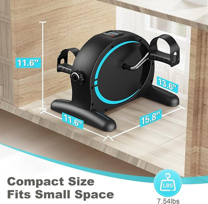 FEIERDUN Mini Exercise Bike, Under Desk Bike Pedal Exerciser for Arm/Leg Exercise