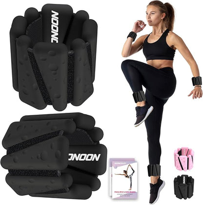 Wrist Ankle Weights Bangles 2lb for Women, Adjustable Silicone Pilates Weights Bracelet, Heavy Duty Fasteners Wearable Arm & Leg Weights for Yoga, Pilates, Barre, Walking and Gym (Set of 2)