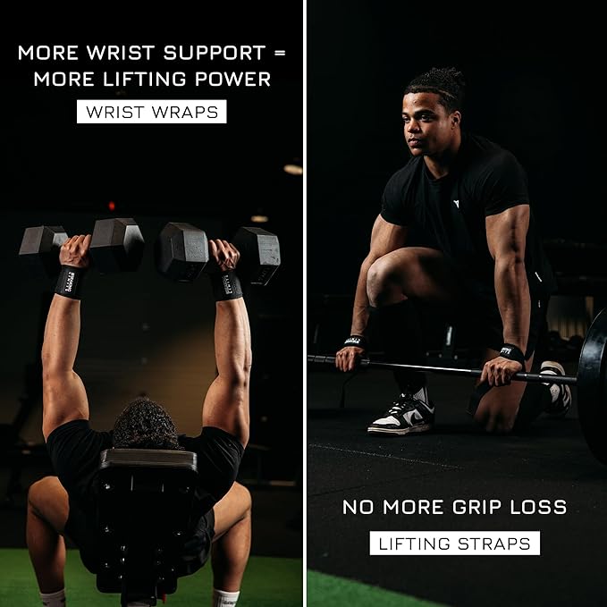 Breaking Limits Gym Straps Weight Lifting Wrist Wraps Bundle – Workout Lifting Straps for Deadlift – Wrist Straps for Weightlifting Men & Women - Muñequeras Para Gym