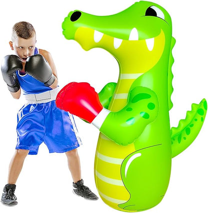 47" Punching Bag for Kids 3-8 Toddler Boxing Bag Inflatable Dinosaur Bopper Birthday Presents for Boys & Girls Sports Toys Outdoor Activities Yard Games