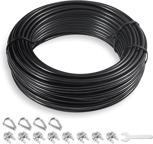 SERTT Replacement Cable for Pulley Cable Machine, Pulley Cable for DIY Home Gym, Wire Rope Length 32.8/65.6/98.4 Ft for Weight Lift Pulley System, Gym Steel Cable, Thick 5mm, TPU Coated