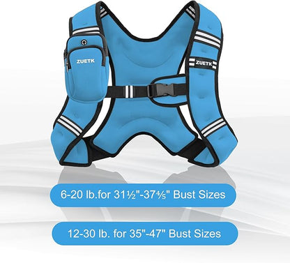 Weighted Vest, 6lb/8lb/12lb/16lb/20lb/25lb/30lb Weight Vest with Reflective Stripe, Weighted Vest for Men Women Workout Equipment for Strength Training, Running, Jogging, Fitness, Weight Loss