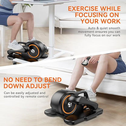 pooboo Under Desk Elliptical Machine, Ellipse Leg Exerciser for Seniors Fully Assembled, Portable & Quiet Electric Seated Pedal Exerciser with Remote Control & LCD Display