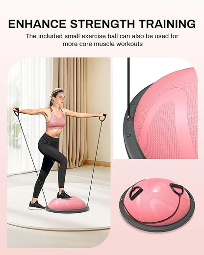 nonogo Half Balance Ball Trainer with Resistance Bands & Small Exercise Ball, Stability Ball for Core Strength, Full Body Workout, Yoga, Fitness, Physical Therapy