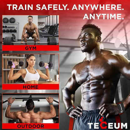 TECEUM Wrist Lifting Straps with Neoprene Padding Support – Heavy Duty Wrist Workout Straps For Men and Women – Ideal for Powerlifting, Strength Training, Bodybuilding