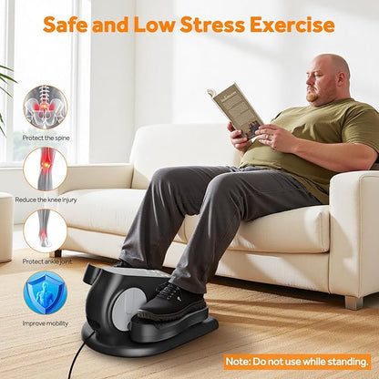 Under Desk Elliptical Machine with Touch LED Monitor,12-Speed Electric Large Pedal Exerciser for Seniors,Leg Exerciser with Forward & Reverse Direction, Manual & Auto Mode for Home Office