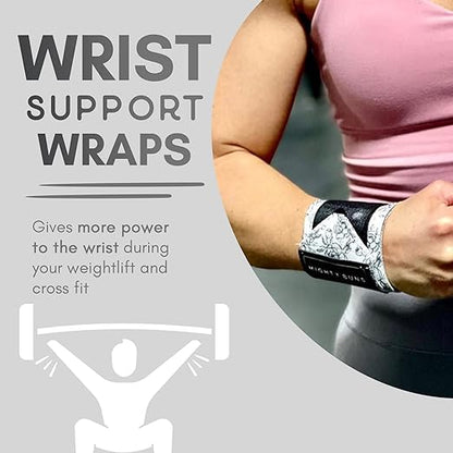 Wrist Wrap for Weightlifting, Wrist Support for Powerlifting Competition, Strength Training and Bodybuilding - Premium Wrist Wraps for Men & Women - Gym Wrist Protection for Everyday Use - Peonies