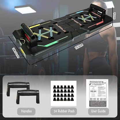 Push Up Board, Portable Foldable Multi-Function Push Up Bar, Professional Pushup Bar System for Chest Tricep Back Workout, Fitness Strength Training Equipment for Men & Women