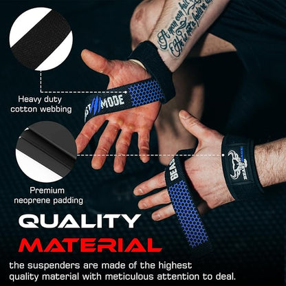 BEAST RAGE Lifting Straps for Weightlifting, Weight Lifting Straps Gym Power Workouts Lifting Wrist Straps Padded Cotton Men Women Support Lifters Deadlift Straps Hard Pull Exercise Straps