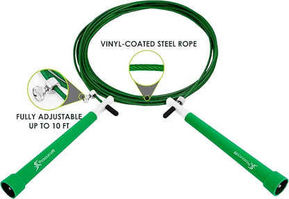ProsourceFit Speed Jump Rope 10’ Adjustable Length, Super Fast Turning for Cardio, Boxing