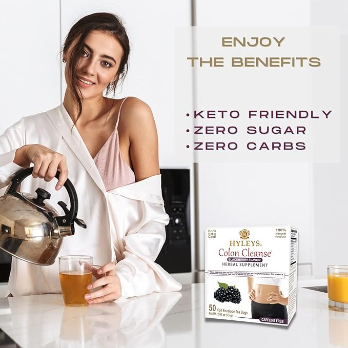 Hyleys Colon Cleanse Tea Blackberry Flavor - 50 Tea Bags (6 Pack - 300 Tea Bags Total)
