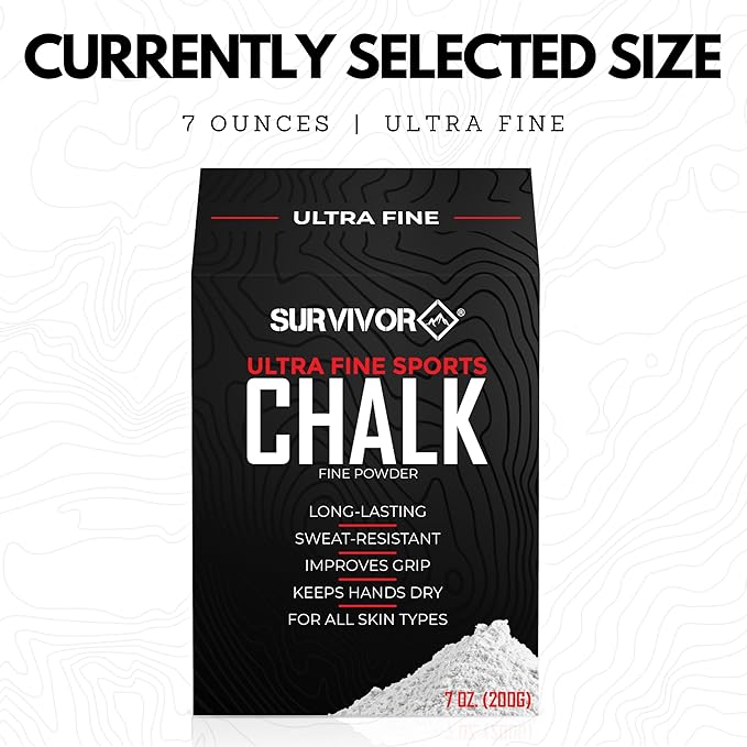 SURVIVOR Gym Chalk - Climbing Chalk, Lifting Chalk, Gymnastics Chalk - Pure Magnesium Carbonate Hand Chalk Powder, Weightlifting Chalk Gym - Rock Climbing Chalk for Weights