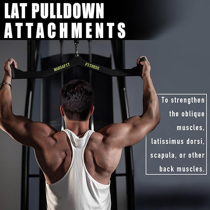 Home Gym Fitness Rowing T-bar V-bar Pulley Cable Machine Attachments, Bicep Curl Tricep Lat pulldown Bar Back Strength Training Handle Grips Lat Pull Down Bar Press Down Exercises