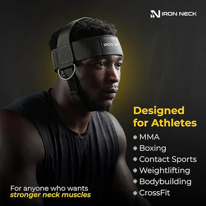 Iron Neck, Versatile Neck Exerciser, Strengthener and Trainer with Adjustable Head and Chin Strap, Portable Head Harness for Weight Lifting, Home and Gym Use