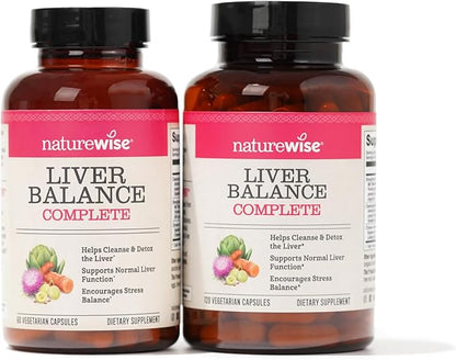 NatureWise Liver Detox Cleanse Supplement (30 Servings) Triple Repair Formula with Milk Thistle, Turmeric, Reishi & Kudzu to Encourage Toxin Removal & Support Normal Function (60 Veg Capsules)