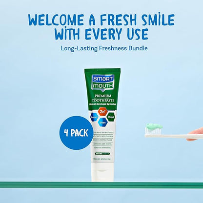 SmartMouth Premium Toothpaste for Elite Oral Health Protection, 6 oz, 4-Pack