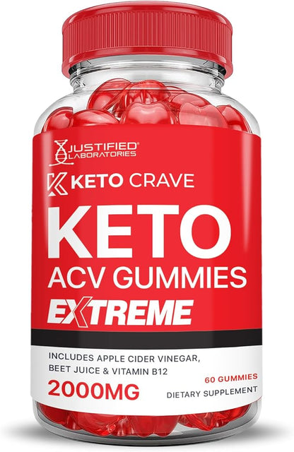 (5 Pack) Keto Crave Keto ACV Gummies Extreme 2000MG Keto Crave Keto Gummies Advanced Formula Apple Cider Vinegar with Pomegranate Beet Juice Powder B12 Vegan Non GMO 300 Gummys