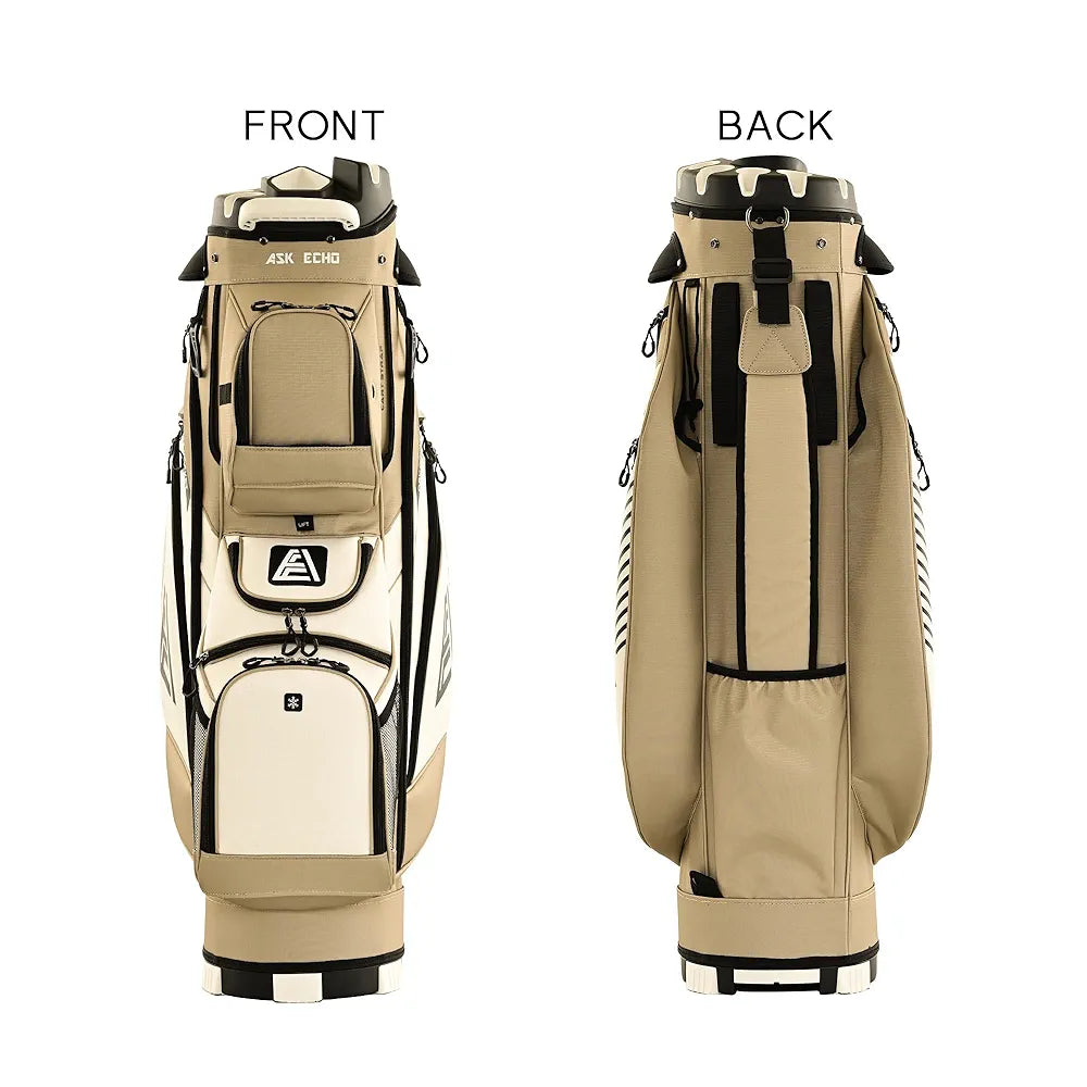 ASK ECHO 2024 T-Lock Golf Cart Bag with 14 Way Organizer Divider Top, Premium Cart Bag with Handles and Rain Cover, for Men