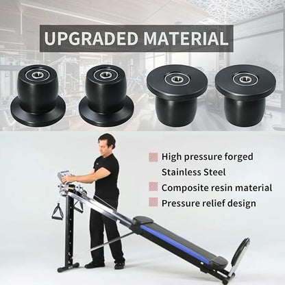 Qty.4 Machined Wheels/Rollers Compatible with Total Gym Replacement, Fits Models XL, XLS, & Fit with Bearings Thru Hole of 1/4'' in Diameter, Black