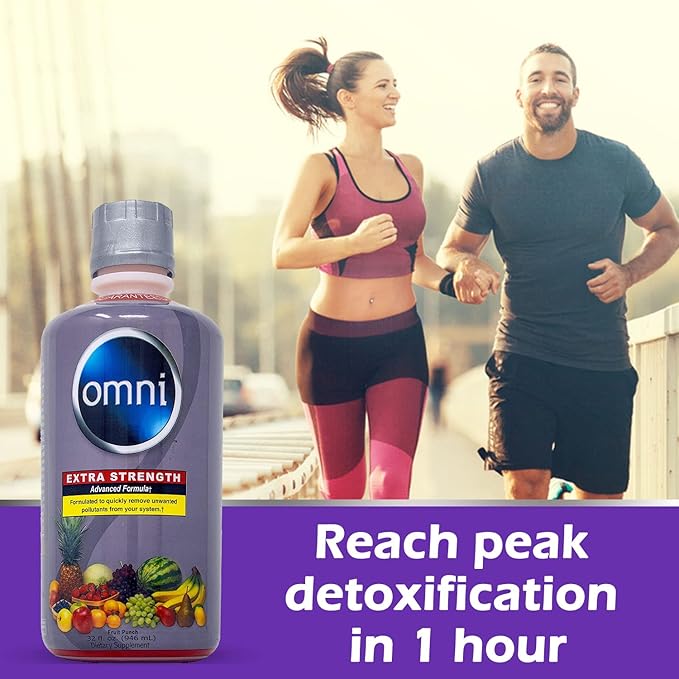 Wellgenix Omni Cleansing Drink, Extra Strength Body Detox, Herbal Cleanse Detox Liquid. Flush Your System, Fruit Punch Flavor, 32 Fl Oz, Premium Detox Support (2 Pack)