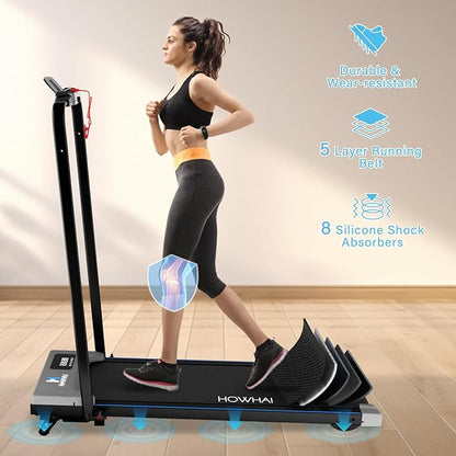 Treadmill with Incline, Walking Pad Foldable Treadmills for Home with 2.5HP, Speed 6.2-7.6MPH Walking Pad with Handle Bar, Remote Control and LED Display