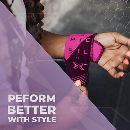PICSIL Adjustable Wrist Support, Premium Fabric Weightlifting and Yoga Sweat Bands for Gym, for Women and Men, 1 Pair