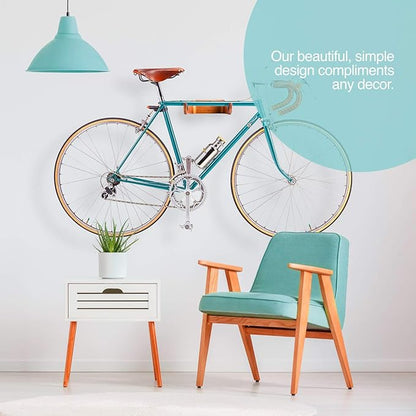 WOKK Wooden Bike Wall Mount - Horizontal Bicycle Wall mount for Home or Garage, Wall Bike Rack for apartment, Your Elegant Indoor Bike Storage