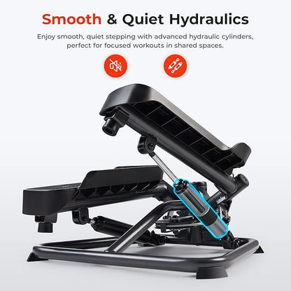 Sunny Health & Fitness Mini Stepper for Exercise at Home, Stair Step Workout Machine with Resistance Band, Fullbody Cardio, Upgraded Over 300lb Weight Capacity, Optional Free SunnyFit App Connection
