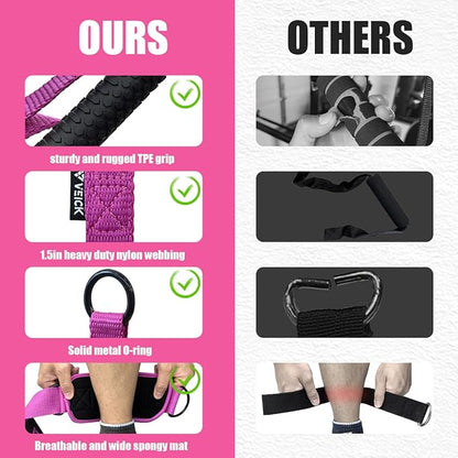 VEICK Exercise Handles with Ankle Straps, Replacement Handle Cable Attachments Pull Up Handles Equipment Gym Accessories Pilates Yoga Strength Trainer