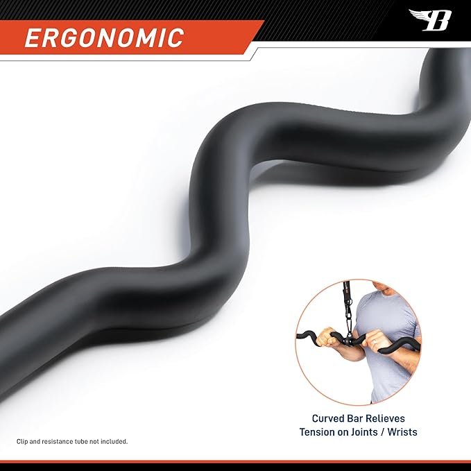 Deluxe Exercise Curl Bar for Lats, Curls and More BBEB-7355 Black 47 inches