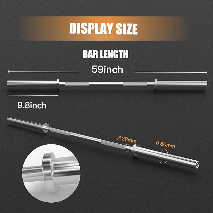 Olympic Barbell Weight Bar for Weightlifting 7ft/6ft/5ft for 500lbs/400lbs/330lbs Weight