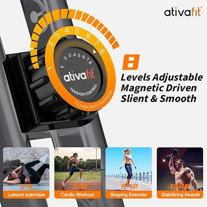 ATIVAFIT Exercise Bike Foldable Fitness Indoor Cycling Bike Magnetic 3 in 1 Upright Recumbent Exercise Bike with Resistance Bands for Home Workout