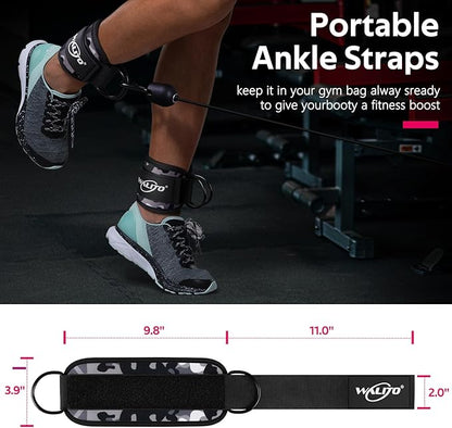 WALITO Gym Ankle Straps for Working Out - Glute Ankle Cuff Kickback Strap, Gym Cable Machine Accessories for Women Glute Leg Extensions, Hip Abductors & Lower Body Exercises Equipment