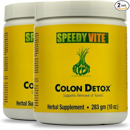 SpeedyVite® Colon Detox Organic Supports Natural Removal of Toxins* Clay Bentonite Charcoal Psyllium Flax Apple Fiber Slippery Elm Fennel 10oz All Natural Powder (2 x 10oz *Value Pack*)
