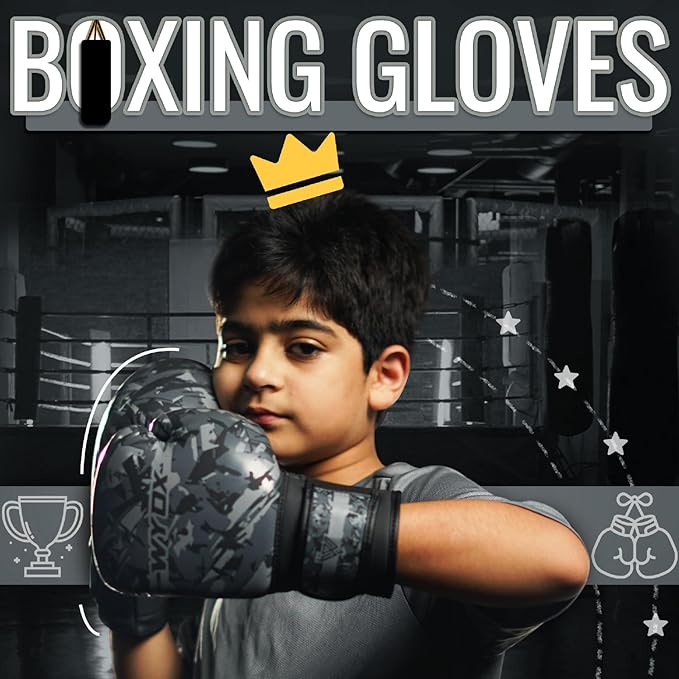 WYOX Kids Boxing Gloves 4oz 6oz 8oz – Youth Punching Gloves for Boys & Girls Ages 3–15 – Sparring Gloves for Punching Bag, Kickboxing, Muay Thai, MMA – Boxing Gloves for Kids Training Set