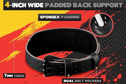 Jaffick Weight lifting Belt for 7MM Leather Pro 4 Inch